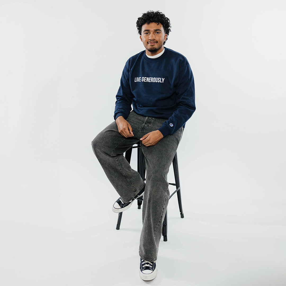 Live Generously Crew Sweater (Navy)