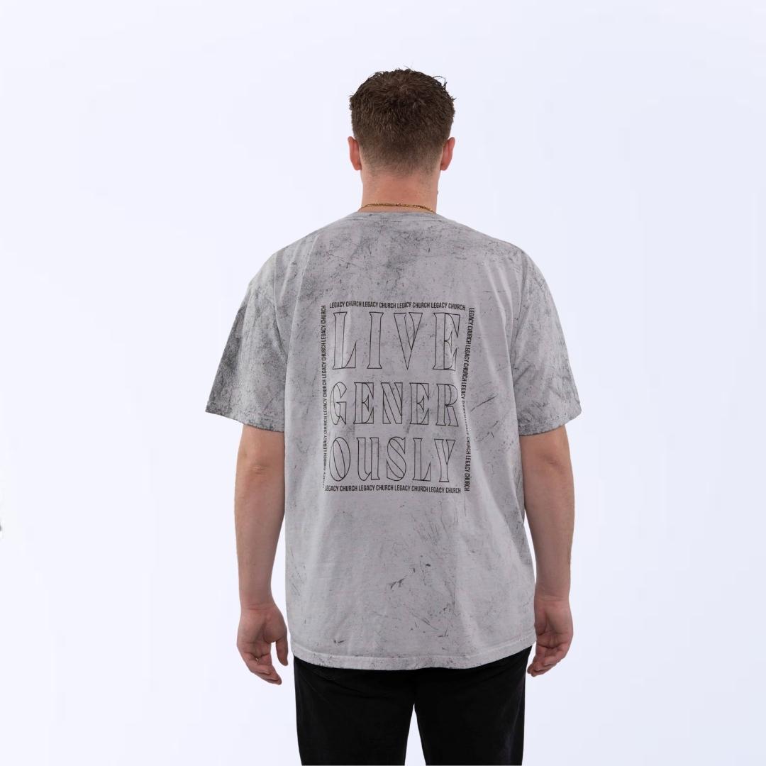 Live Generously Outline Tee (Washed Grey)