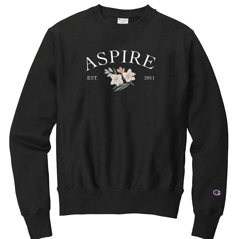 Aspire Flower Champion Crewneck - Black