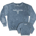 Daughter of The King Washed Denim Crewneck