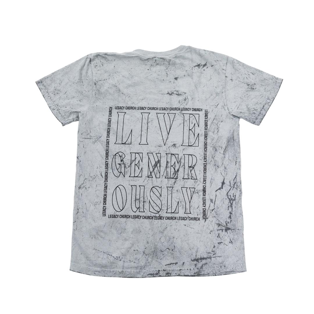 Live Generously Outline Tee (Washed Grey)